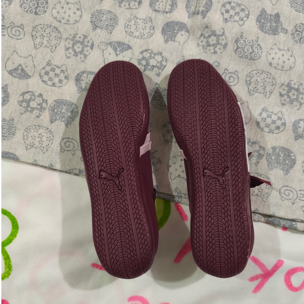Puma Maroon and White Bow Strap Ballet Flats - Picture 8 of 8